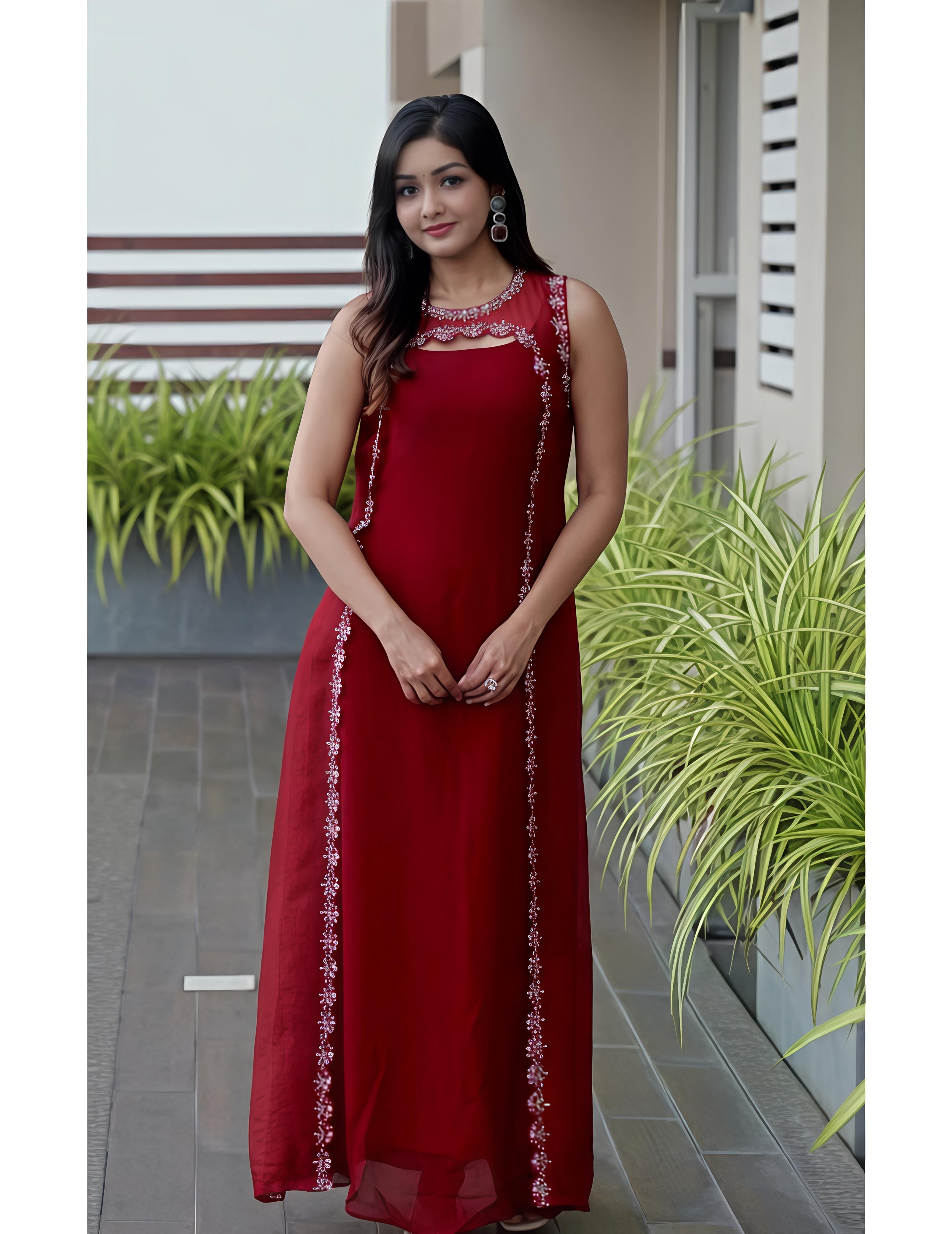 Red Color Gowns With Cotti