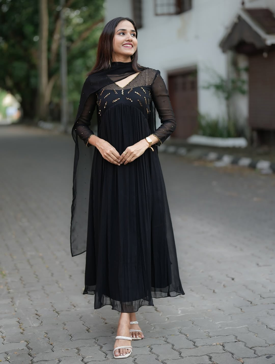 Meena Black Anarkali Set