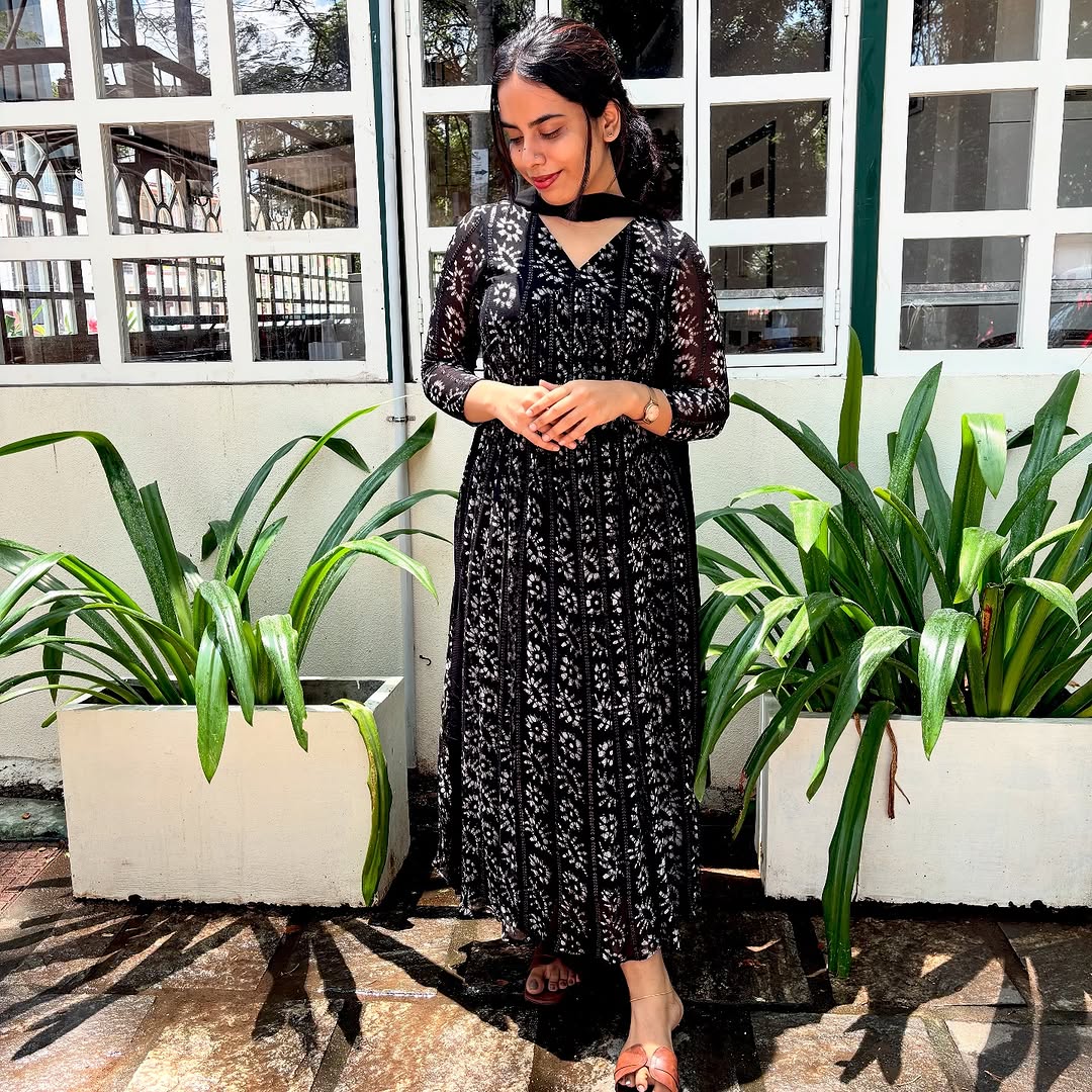 Beautiful Black Georgette Kali Cut Maxi