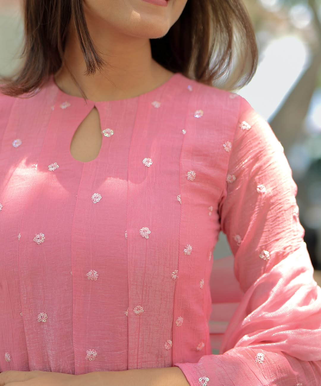 Beautiful Pink Georgette Kali Cut Maxi