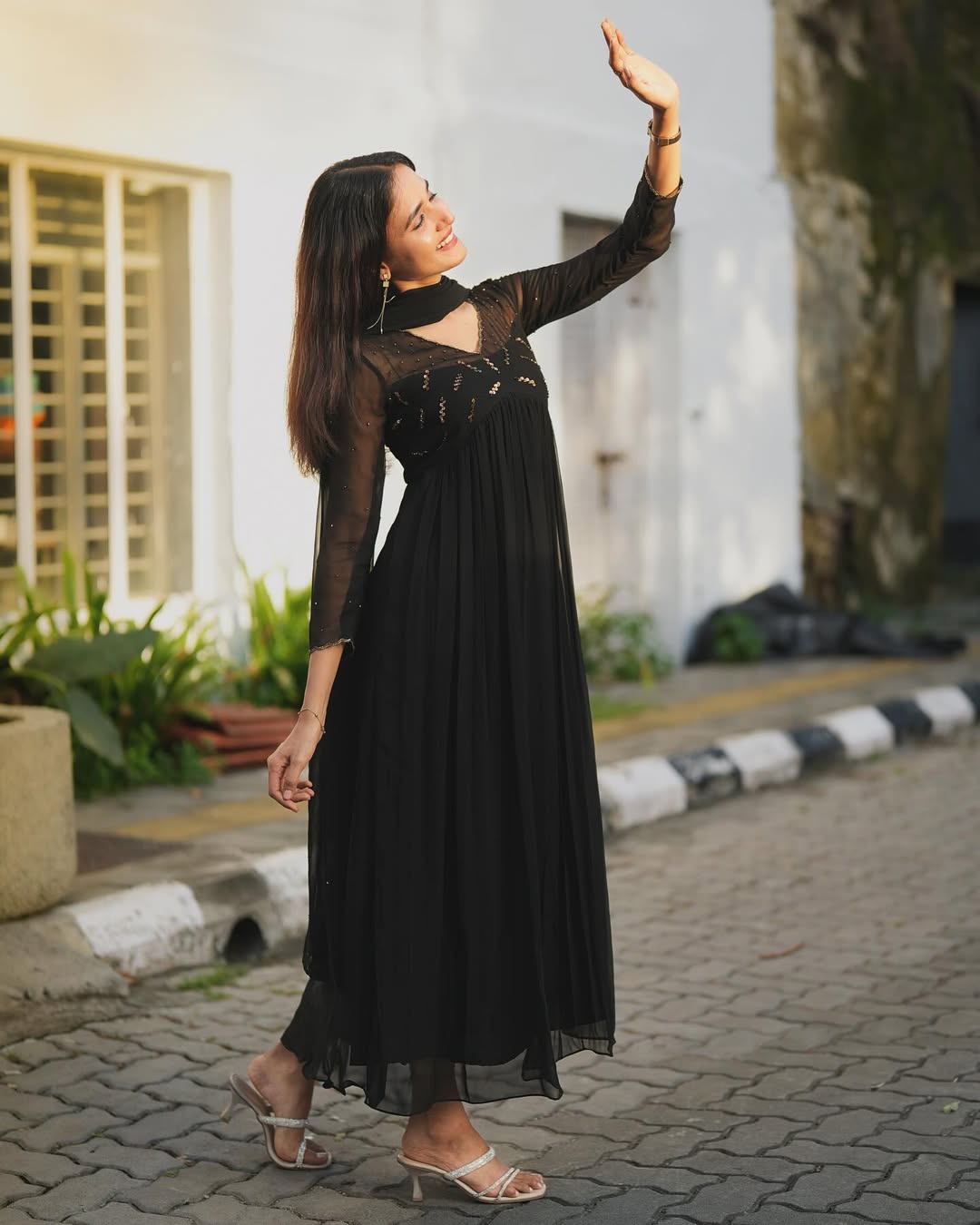 Meena Black Anarkali Set